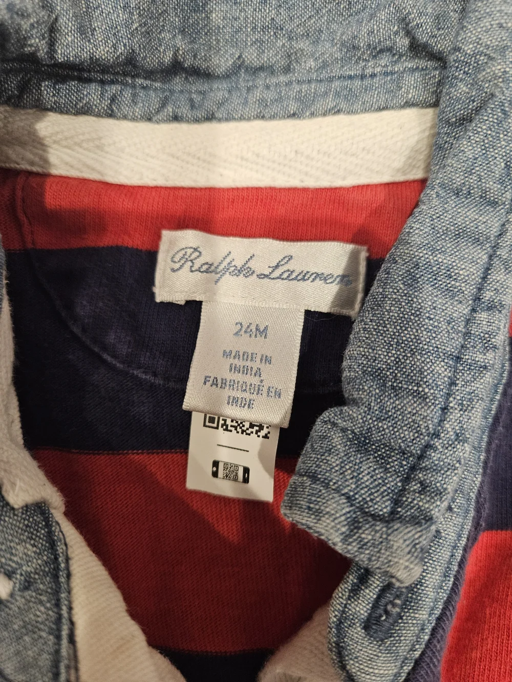 Polo by Ralph Lauren Kids' Red & Navy Striped Rugby Polo, Patriotic Flag